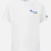 T-shirt da bambino in cotone con stampa di cartoline Saint Tropez addicted