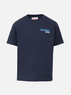 T-shirt da bambino in cotone con stampa di cartoline Mykonos dipendenti