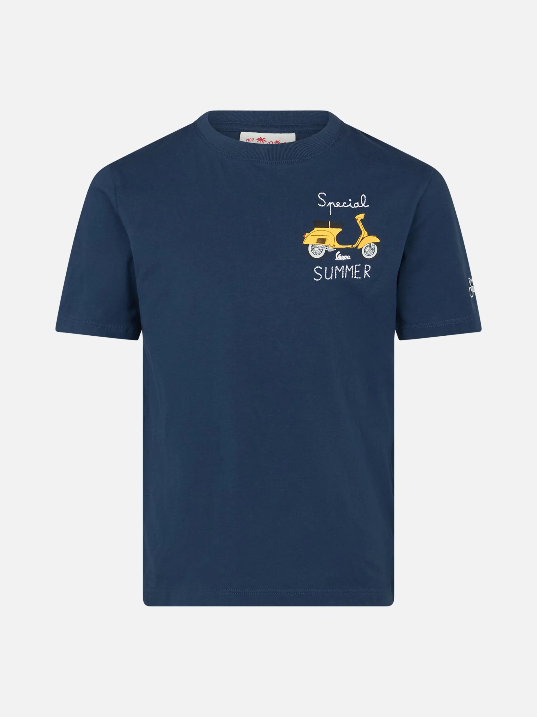 T-shirt da bambino in cotone con stampa Vespa e ricamo Special Summer | EDIZIONE SPECIALE VESPA
