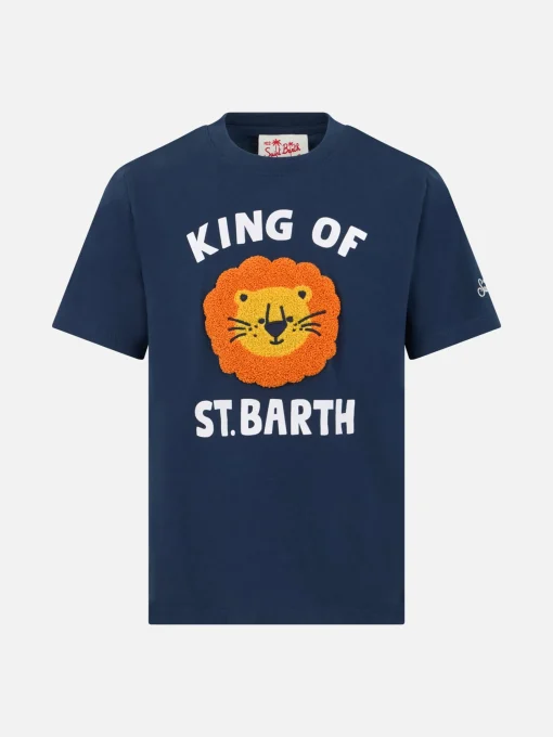 T-shirt da bambino in cotone con patch in spugna King of St. Barth