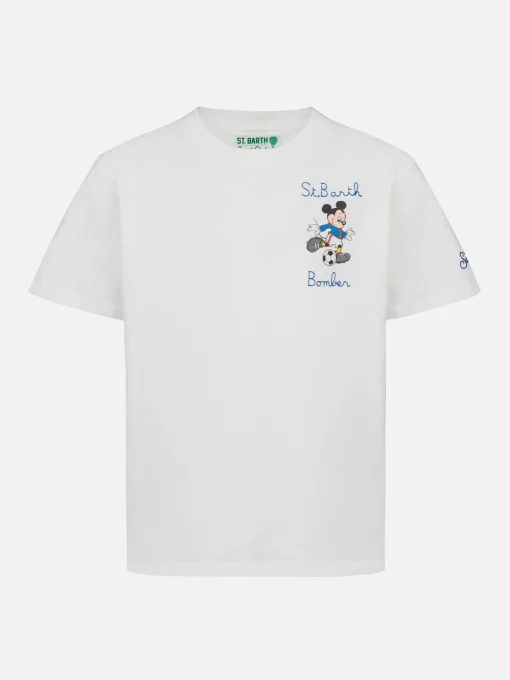 T-shirt da bambino in cotone pesante con stampa Cameron Mickey e ricamo St. Barth Bomber | EDIZIONE SPECIALE DISNEY