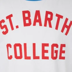T-shirt da bambino in cotone con scritta St. Barth College