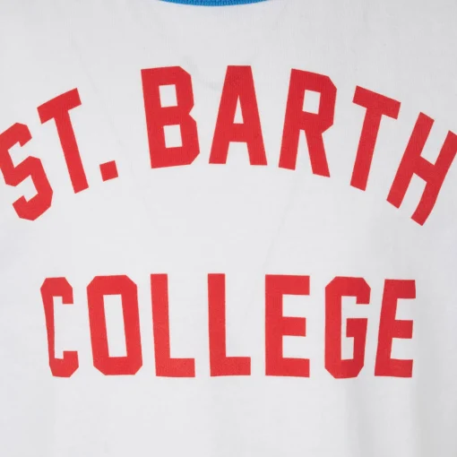 T-shirt da bambino in cotone con scritta St. Barth College