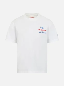 T-shirt da bambino in jersey di cotone Portofino Jr con ricamo Me ne vado dai nonni