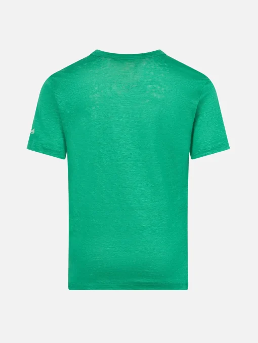 T-shirt da bambino in jersey di lino verde Alex