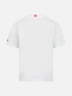 T-shirt da bambino in jersey di cotone Portofino Jr con ricamo Me ne vado dai nonni