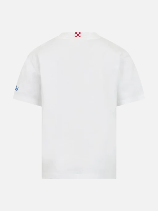 T-shirt da bambino in jersey di cotone Portofino Jr con ricamo Me ne vado dai nonni