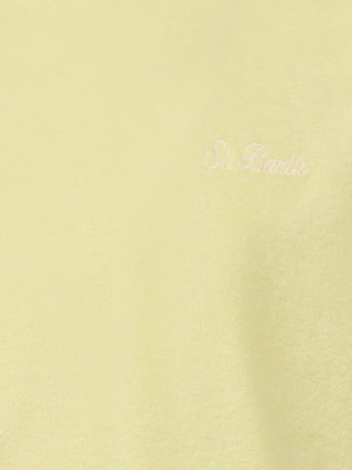 T-shirt da bambino in spugna giallo pallido Gary con ricamo St. Barth