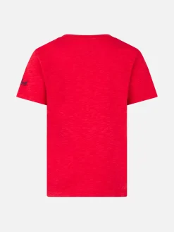 T-shirt da bambino rossa stampa shark rider St Barth