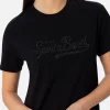 T-shirt da donna girocollo Emilie in jersey di cotone con ricamo di strass Saint Barth