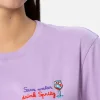 T-shirt da donna girocollo Emilie in jersey di cotone con ricamo Save water drink Spritz