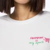 T-shirt da donna girocollo Emilie in jersey di cotone con ricamo Shopping is my Sport