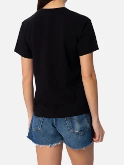 T-shirt da donna girocollo Emilie in jersey di cotone con ricamo di strass Saint Barth