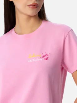 T-shirt da donna girocollo Emilie in jersey di cotone con ricamo Bikini Obsession