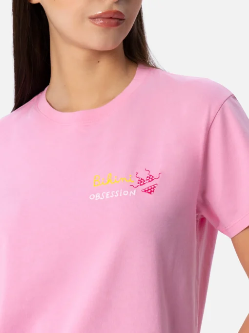 T-shirt da donna girocollo Emilie in jersey di cotone con ricamo Bikini Obsession