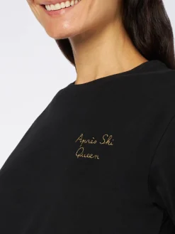 T-shirt da donna in cotone pesante con ricamo Aprés Ski Queen