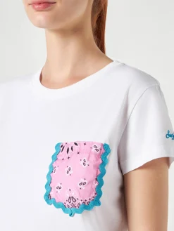 T-shirt da donna in cotone con taschino