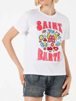T-shirt da donna in cotone con stampa Saint Barth