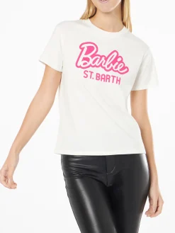 T-shirt da donna in cotone pesante con stampa Barbie St. Barth | EDIZIONE SPECIALE BARBIE