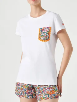 T-shirt da donna in cotone con taschino