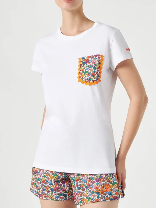 T-shirt da donna in cotone con taschino