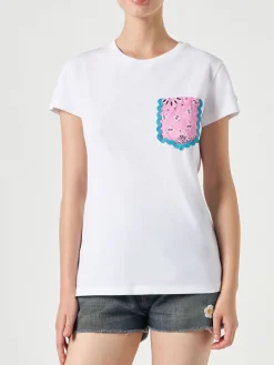T-shirt da donna in cotone con taschino