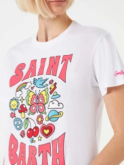 T-shirt da donna in cotone con stampa Saint Barth