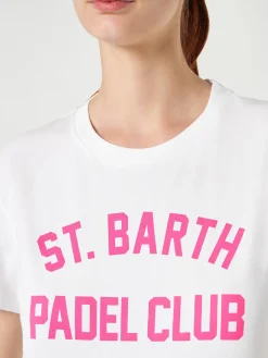 T-shirt da donna in cotone con stampa St. Barth Padel Club