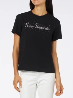 T-shirt da donna in cotone pesante con stampa strass Sono Strassata