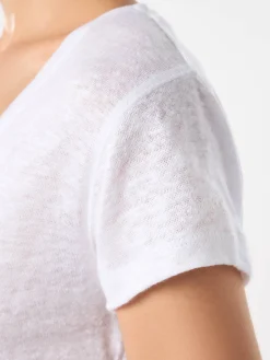 T-shirt da donna in lino bianco