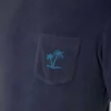T-shirt da uomo blu navy in spugna con taschino