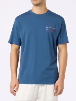 T-shirt da uomo classic fit in jersey di cotone Portofino con ricamo Bocciato puro all'alcol test