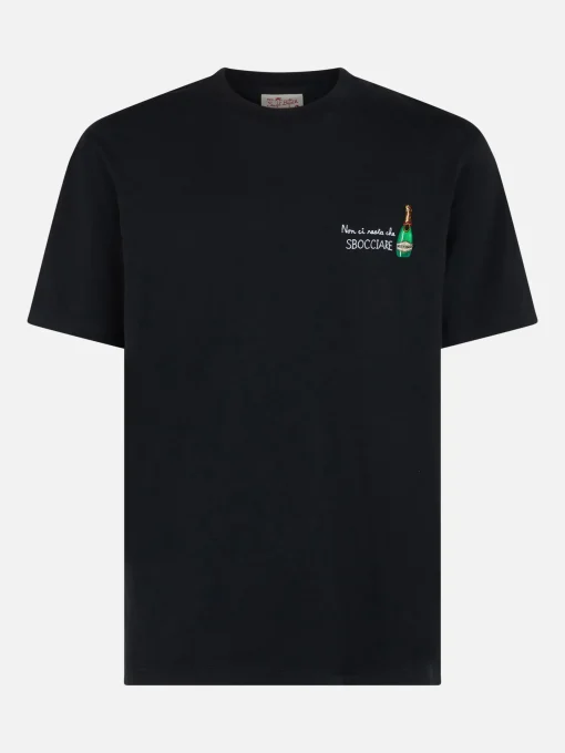 T-shirt da uomo classic fit in jersey di cotone Portofino con ricamo Non ci resta che sbocciare
