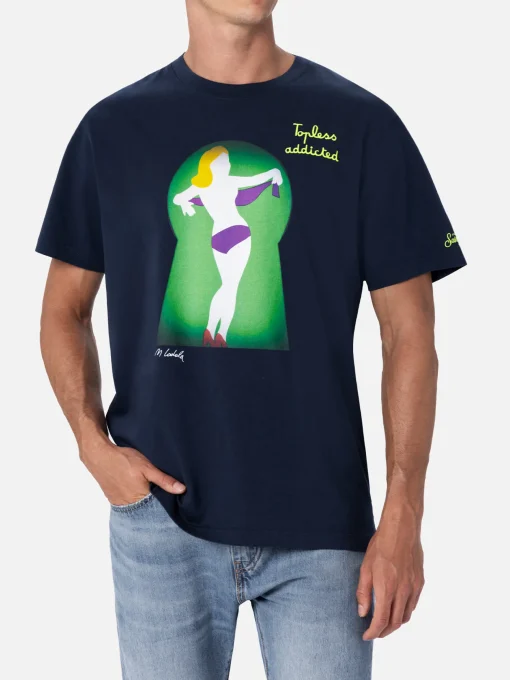 T-shirt da uomo in cotone con stampa piazzata e ricamo Lodola | MARCO LODOLA EDIZIONE SPECIALE