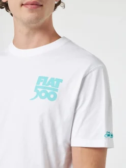 T-shirt da uomo in cotone con stampa piazzata Spiaggina davanti e dietro | FIAT 500 EDIZIONE SPECIALE