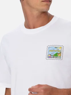 T-shirt da uomo in cotone con stampa cartolina Portofino davanti e dietro | EDIZIONE SPECIALE ALESSANDRO ENRIQUEZ