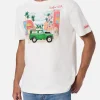 T-shirt da uomo in cotone con stampa piazzata e ricamo Surfin' USA
