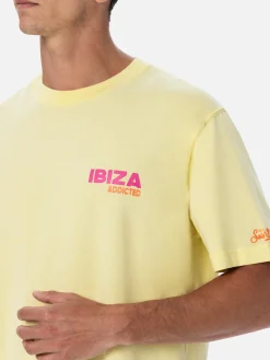 T-shirt da uomo in cotone con stampa piazzata cartolina Ibiza Addicted