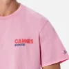 T-shirt da uomo in cotone con stampa piazzata cartolina Cannes Addicted