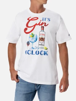 T-shirt da uomo in cotone con stampa piazzata It's Gin o'clock