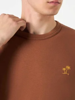 T-shirt da uomo in cotone marrone