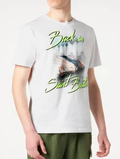 T-shirt da uomo in cotone con stampa Back in Saint Barth