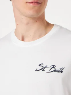 T-shirt da uomo in cotone con stampa St. Barth surf