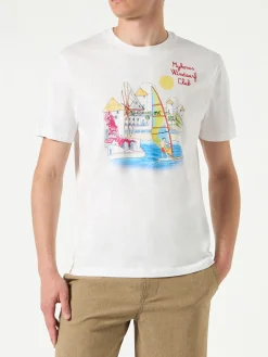 T-shirt da uomo in cotone con stampa Mykonos