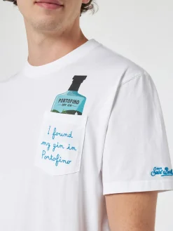 T-shirt da uomo in cotone Austin con ricamo Portofino Gin | PORTOFINO DRY GIN EDIZIONE SPECIALE