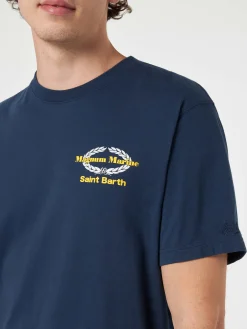 T-shirt da uomo in cotone con stampa Magnum Marine & Saint Barth davanti e dietro | EDIZIONE SPECIALE MAGNUM MARINE