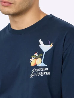 T-shirt da uomo in cotone con stampa piazzata Portofino Bay Martini | PORTOFINO DRY GIN EDIZIONE SPECIALE