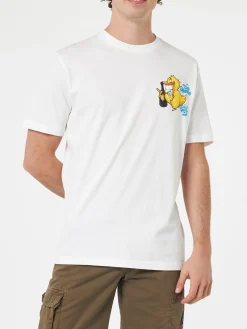 T-shirt da uomo in cotone con stampa piazzata fronte e retro Cryptopuppets Ducky Bollicine | EDIZIONE SPECIALE CRYPTOPUPPETS