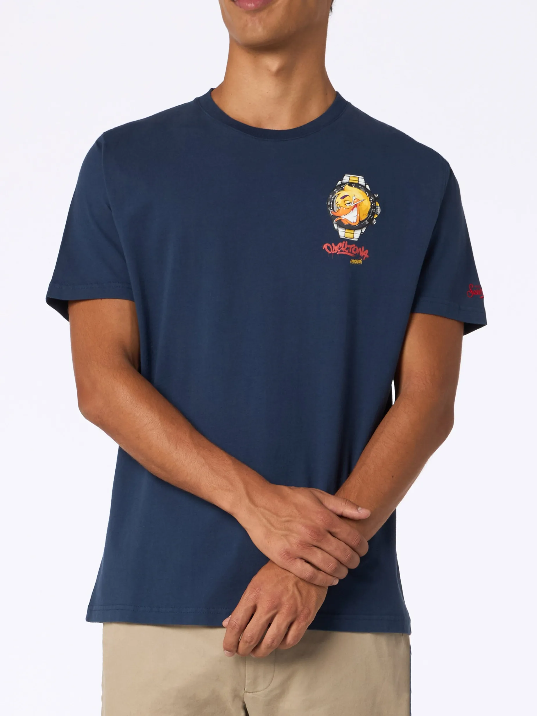T-shirt da uomo in cotone pesante Arnott con stampa orologio Crypto Ducktona | EDIZIONE SPECIALE CRYPTO PUPPETS