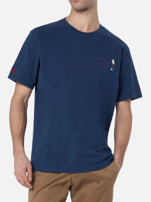 T-shirt da uomo in cotone pesante Arnott con ricamo Lavateje er vino | VACANZE DI NATALE EDIZIONE SPECIALE